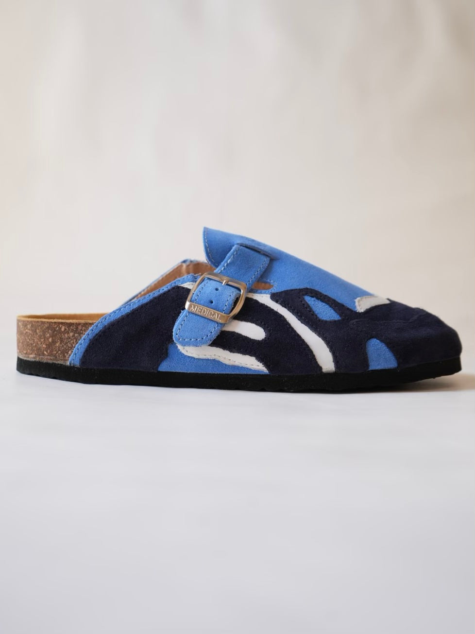 Pellmaro Sabots Daim Bleu et Blanc