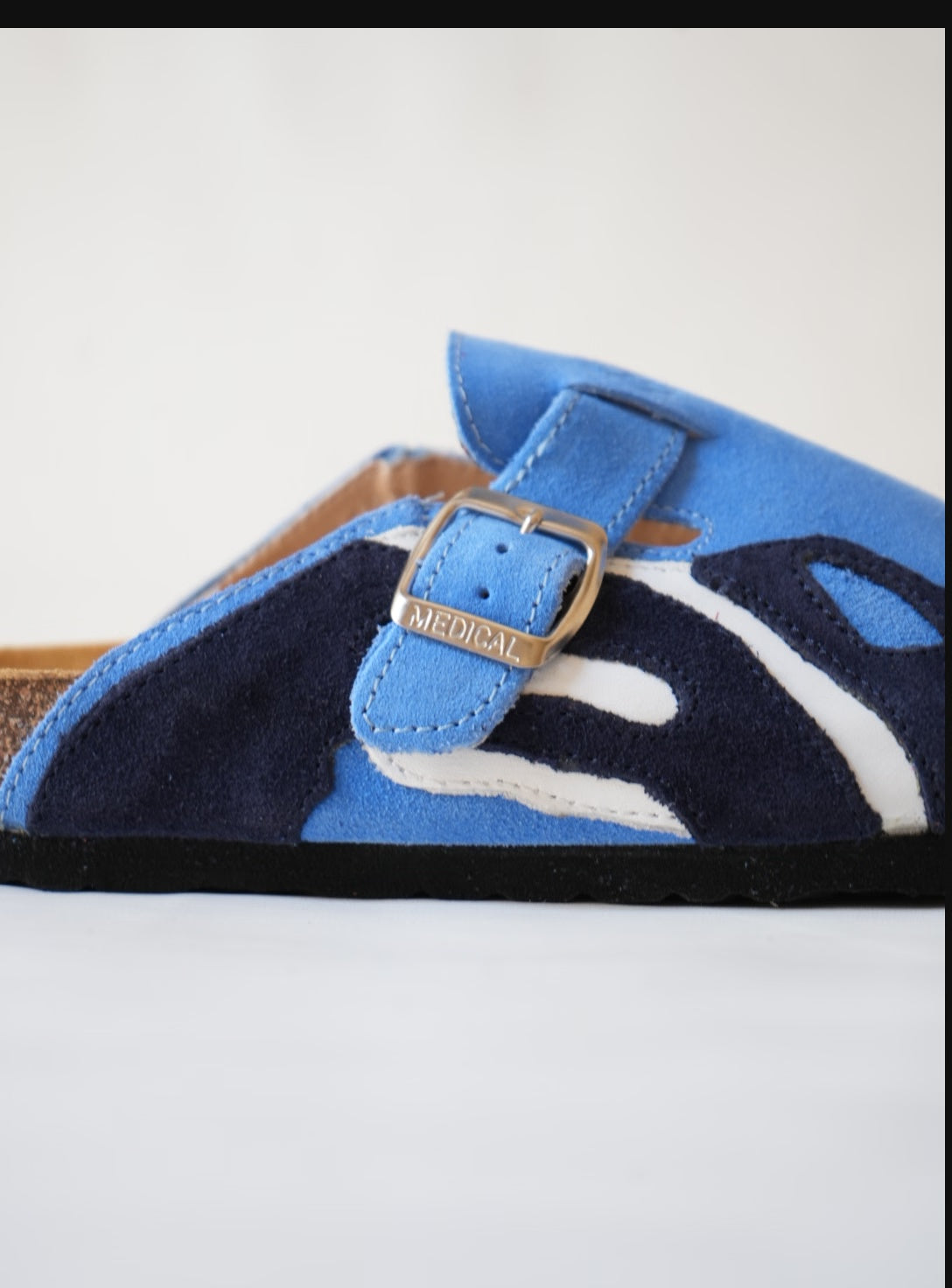 Pellmaro Sabots Daim Bleu et Blanc