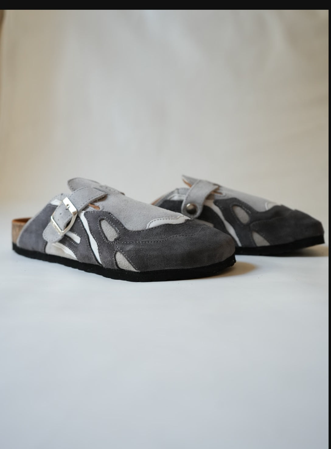 Pellmaro Sabots Daim Gris Blanc