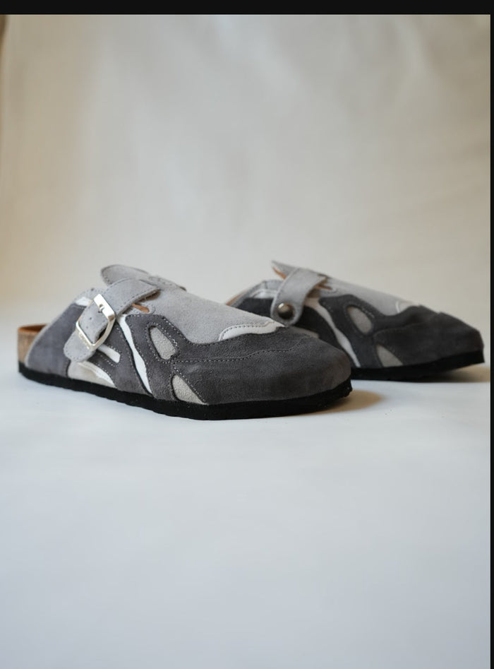 Pellmaro Sabots Daim Gris Blanc