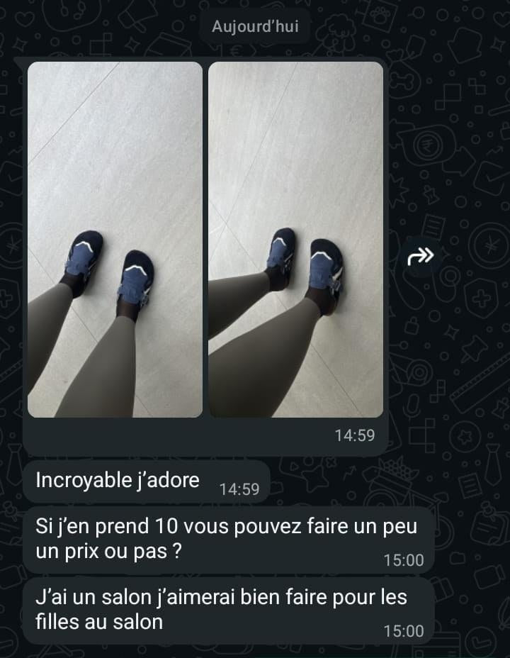Avis client WhatsApp : « Incroyable j'adore »